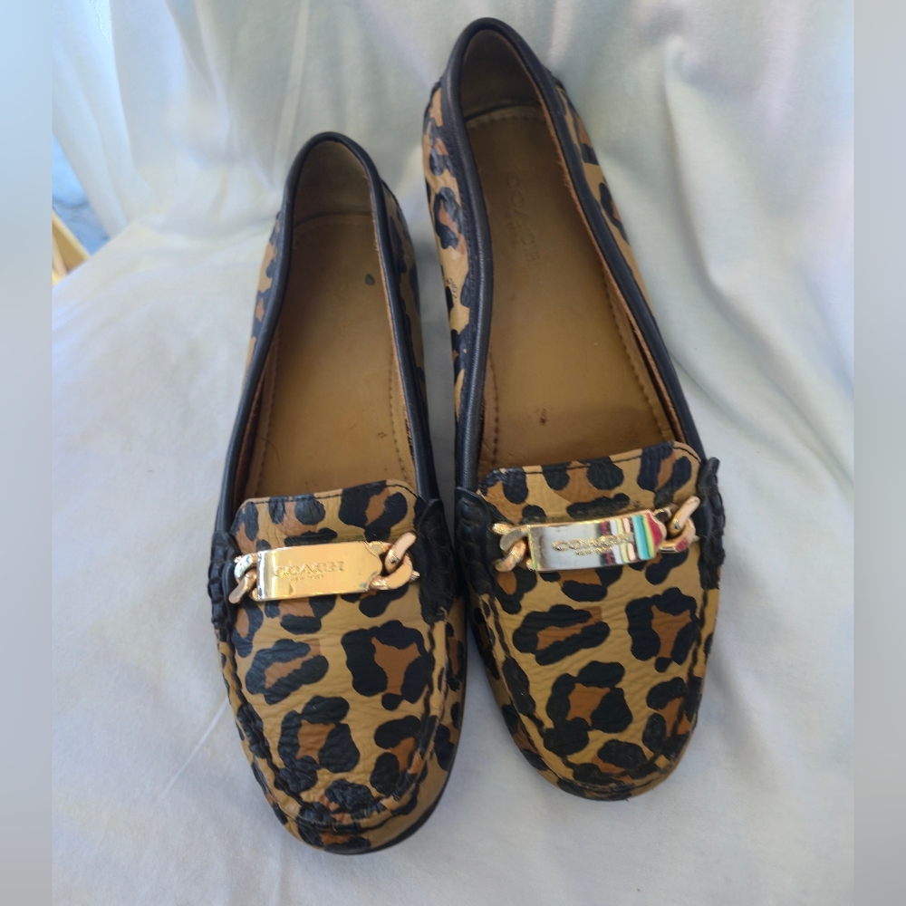 Coach Kimmie Calf Hair Ocelot Print Loafer